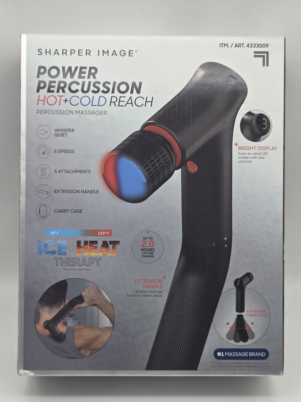 Sharper Image Massager Power Percussion Hot Cold Long Reqch Extenable